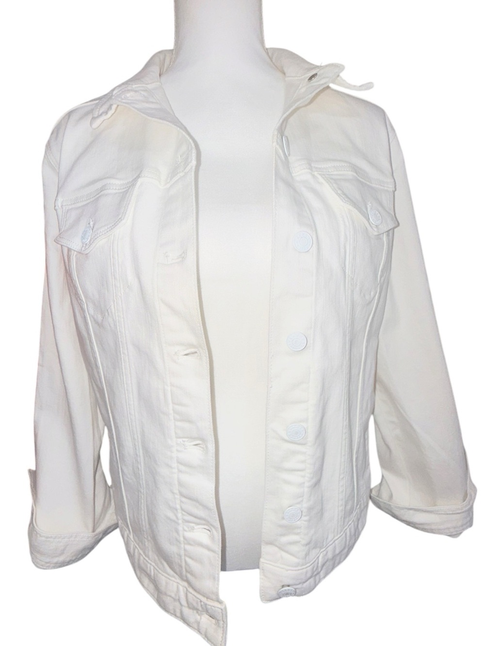 Express White Cotton Stretch Denim Jacket